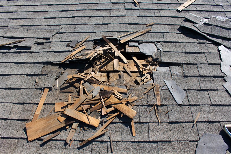 Lifted shingles and wind damage on a residential roof